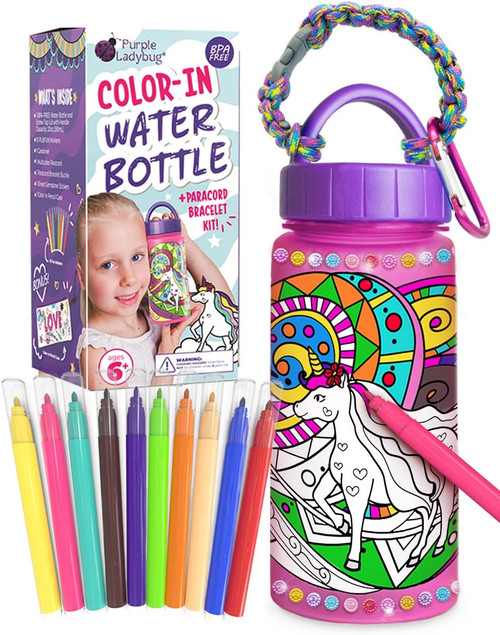 PURPLE LADYBUG COLOUR IN WATER BOTTLE AND PARACORD BRACELET KIT