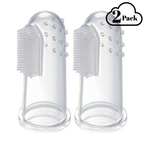 2-Pack Silicone Baby Finger Toothbrush – Soft Gum Massager & Teether for Teething Relief, Oral Cleaning for Babies 3+ Months – BPA-Free, Food-Grade, Clear Toddler Tongue & Tooth Cleaner