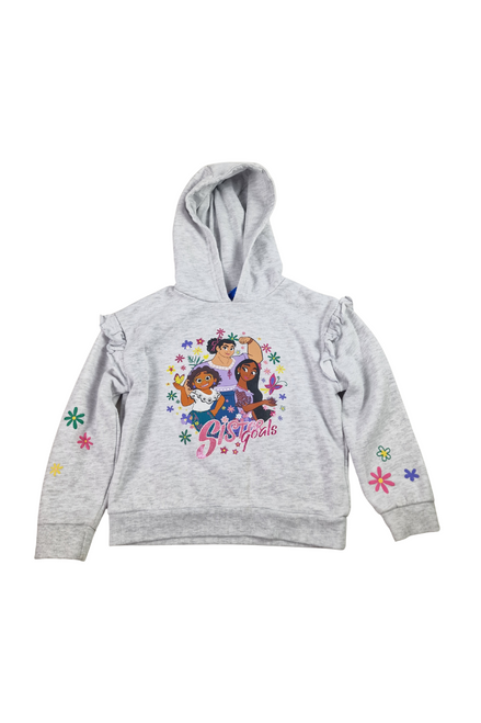 Girls’ Disney Encanto Grey Hoodie – ‘Sister Goals’ – Age 5/6 Years (116cm) – Preloved Magic!