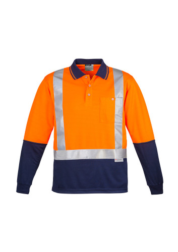Mens Hi Vis Spliced Polo - Long Sleeve Shoulder Taped