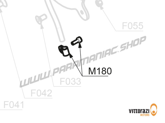 M180 - Rohrhalteklammer 08/12 mm, Schraube 4 x 20 mm Tsei und Mutter mit Flansch M4  - Fly100 Evo2