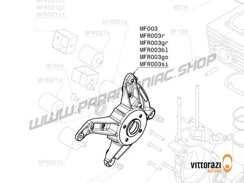 Vittorazi Moster 185 Factory MY25 - MFR003gr - Motor Gehäuse Halterung und Öl Dichtung, Ergal 7075, grün - Vittorazi Motors | Paramaniac Shop