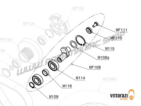 Vittorazi Moster 185 Factory MY25 - MF108 - Exzenter montiert mit Lager - Vittorazi Motors | Paramaniac Shop