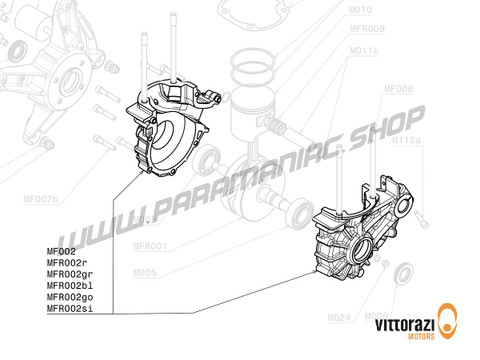 Vittorazi Moster 185 Factory MY25 - MF002 - Motor Gehäuse Block, Ergal 7075, orange - Vittorazi Motors | Paramaniac Shop
