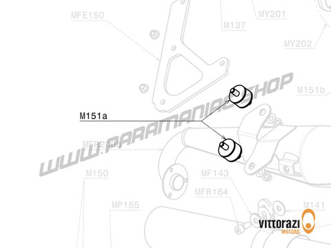 Vittorazi Moster 185 Factory MY25 - M151a - Schwingungsdämpfung Halterung 30 x 20 mm soft (links) 14/20 mm mit Nuts - Vittorazi Motors | Paramaniac Shop