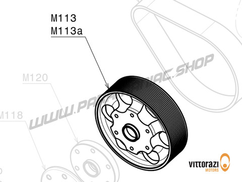 Vittorazi Moster 185 MY25 - M113a - Riemenscheibe Ø 130 mm 15 Rillen, Schwarz - Vittorazi Motors | Paramaniac Shop