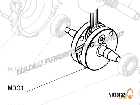 Vittorazi Moster 185 MY25 - M001 - Kurbelwelle mit Druckstange, Schwungrad Mutter 10 x 1.25 mm und Kontermutter 10 x 1.25 mm - Vittorazi Motors | Paramaniac Shop