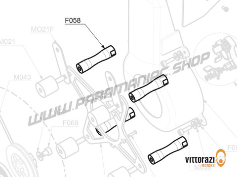 Vittorazi Fly 100 Evo2 MY22 - F058 - Aluminium Distanzstück Ø 20 mm, Schwarz (Set von 4) - Vittorazi Motors | Paramaniac Shop
