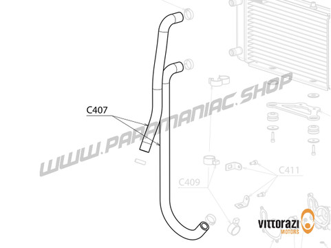 Vittorazi Cosmos 300 MY25 - C407 - Delivery und Rückhol pipes für radiator mit Befestigung clamps - Vittorazi Motors | Paramaniac Shop