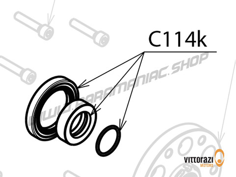 Vittorazi Cosmos 300 MY25 - C114k - Buchse für Propeller shaft Montage, Öl Dichtung viton 35/52 /7 (C113) and O-Ring Ø 21,9 5x 1,78 (C114a) - Vittorazi Motors | Paramaniac Shop