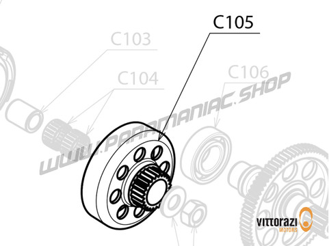 Vittorazi Cosmos 300 MY25 - C105 - Trommel Kupplung mit Mutter - Vittorazi Motors | Paramaniac Shop