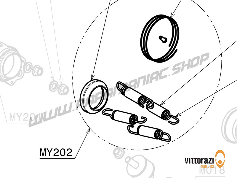 Vittorazi Moster185 Silent MY202 - Bronzebuchse 40/50 Stunden mit Federn und Sicherheitskabeln