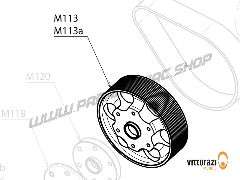 Vittorazi Moster185 Silent M113a - Riemenscheibe Ø 130 mm 15 Rillen, schwarz