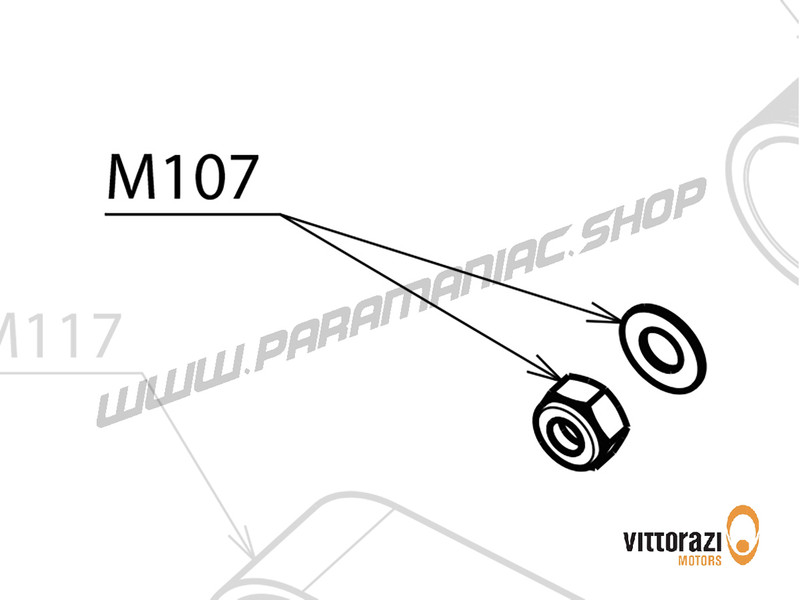 Vittorazi Moster185 S - M107 - Kontermutter 10 x 1.25 mm DIN 982 and Ondulated spring washer Ø 10 ext. 21 mm