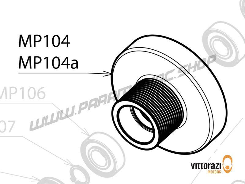 Vittorazi Moster185 P - MP104 - Drum/Pinion Ø 44,0 mm montiert mit Bearings, Schwarz