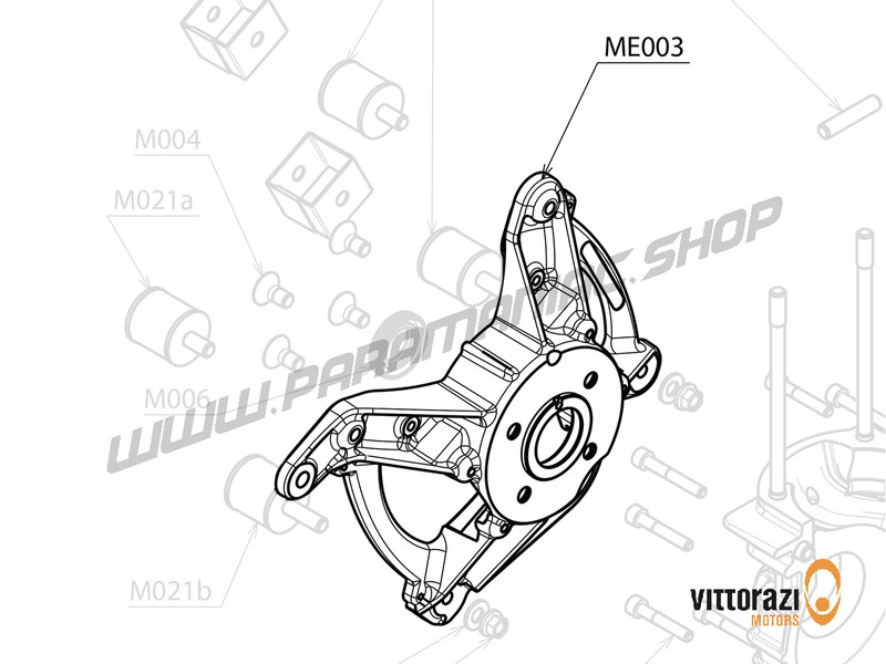 Vittorazi Moster 185 Plus MY25 - ME003 - Motor Gehäuse Halterung mit Öl Dichtung und Schrauben, Schwarz (Elektrisch Start Version)