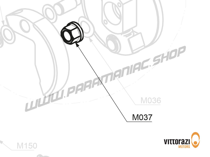 Vittorazi Fly 100 Evo2 MY25 - M037 - Mutter mit Flansch 10 x 1.25 mm und Gewellt Federscheibe Ø 10.5 x 18.0 mm Vittorazi Fly 100 Evo2 MY25 - M037 - Mutter mit Flansch 10 x 1.25 mm und Gewellt Federscheibe Ø 10.5 x 18.0 mm