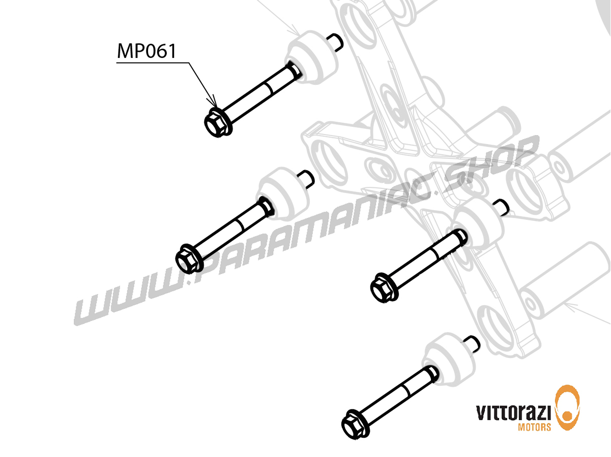 Vittorazi Moster 185 Silent MY25 - MP061 - Dediziert  Schraube 6 x 63 mm Tef DIN6921 (Set von 4)