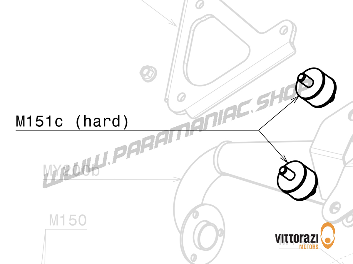 Vittorazi Moster 185 Silent MY25 - M151c - Schwingungsdämpfung Halterung 30 x 20 mm hard (rechts) 14/14 mm mit Nuts (Set von 2)