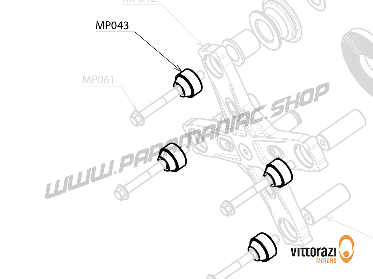 Vittorazi Moster 185 Plus MY25 - MP043 - Schwingungsdämpfung Halterung für Starter 20 x 14 mm (Set von 4)