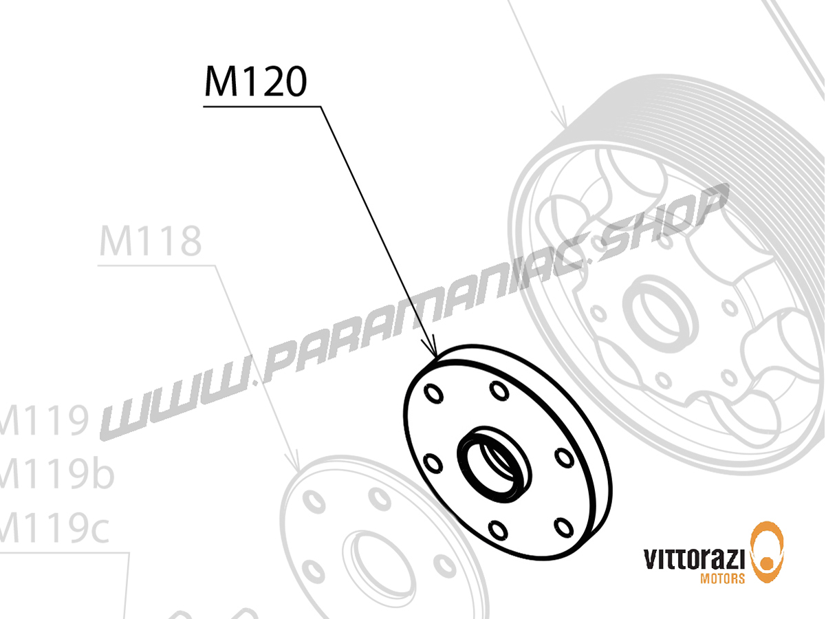 Vittorazi Moster 185 Plus MY25 - M120 - Aluminium Distanzstück für Propeller mit extra Kühlung, orange