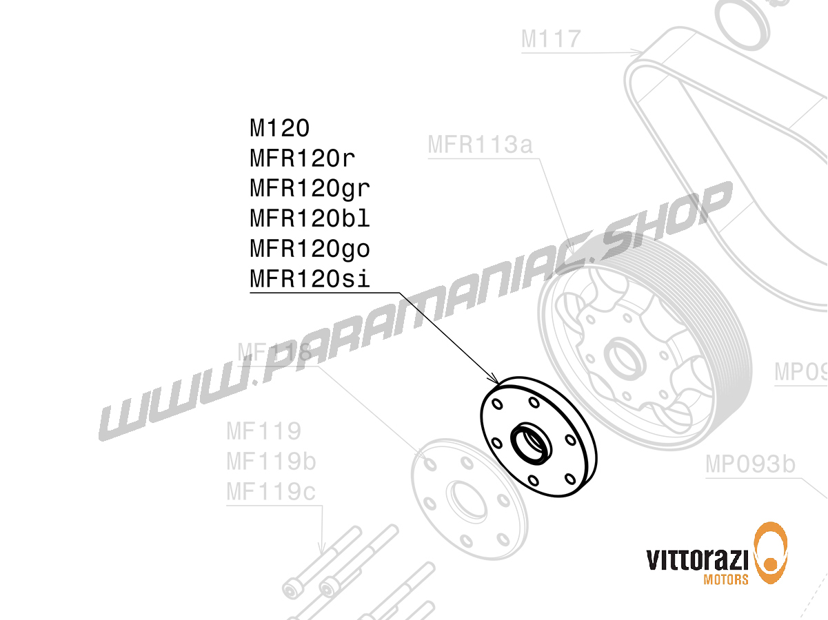 Vittorazi Moster 185 Factory MY25 - MFR120go - Aluminium Distanzstück für Propeller mit extra Kühlung, gold