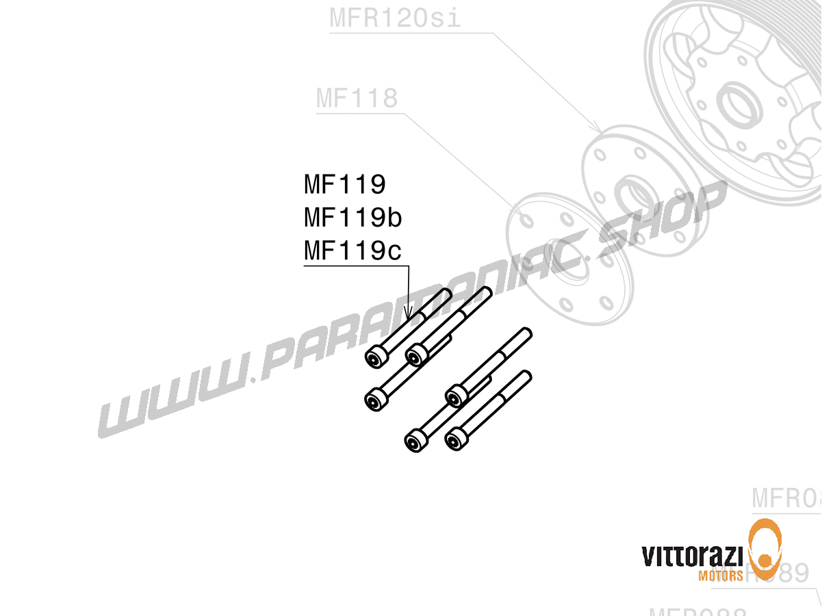 Vittorazi Moster 185 Factory MY25 - MF119 - Titan Schraube 6 x 50 mm Tcei DIN 912 (Set von 6)