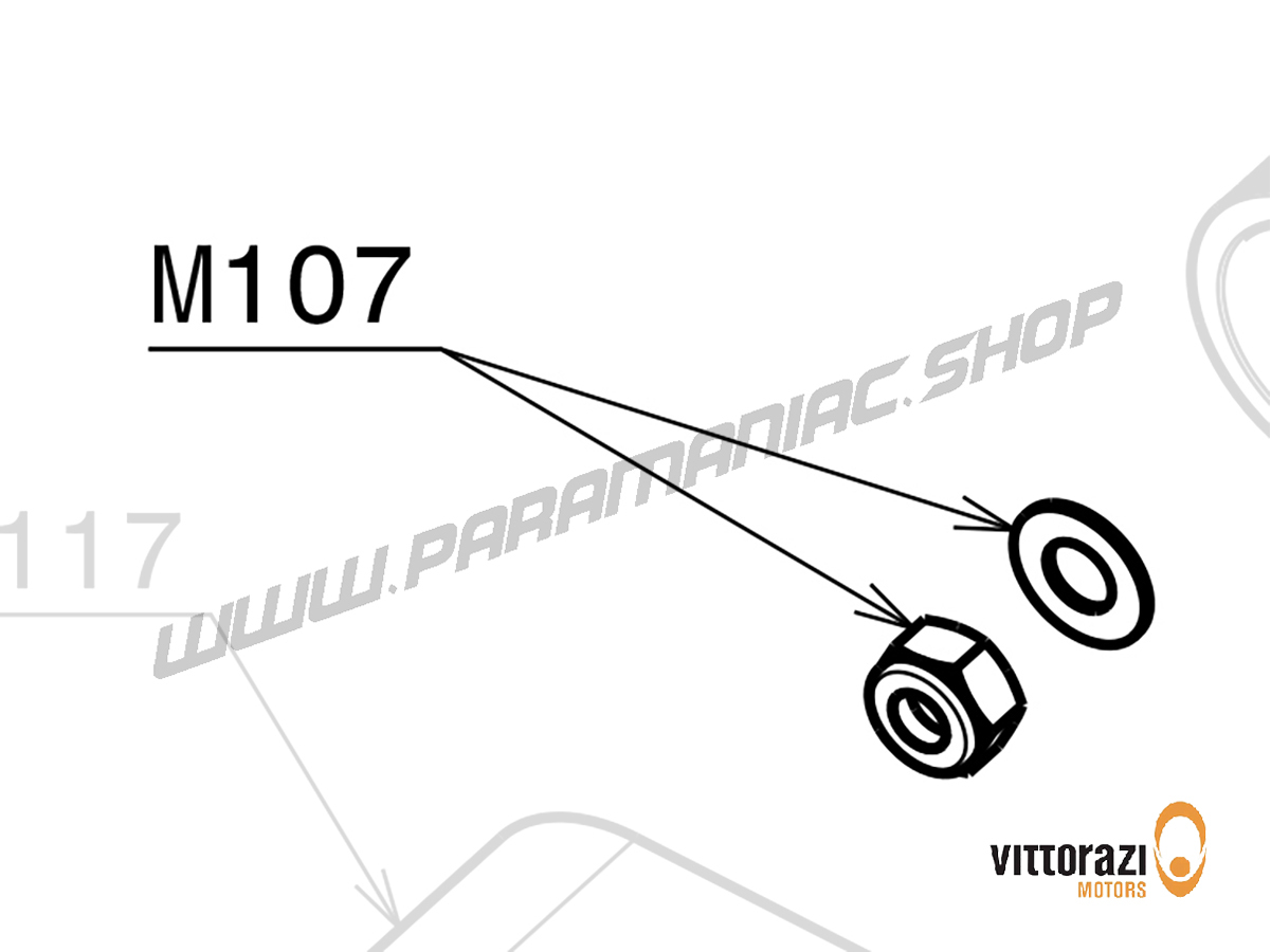 Vittorazi Moster 185 MY25 - M107 - Kontermutter 10 x 1.25 mm DIN 982 und Gewellt Federscheibe Ø 10 ext. 21 mm