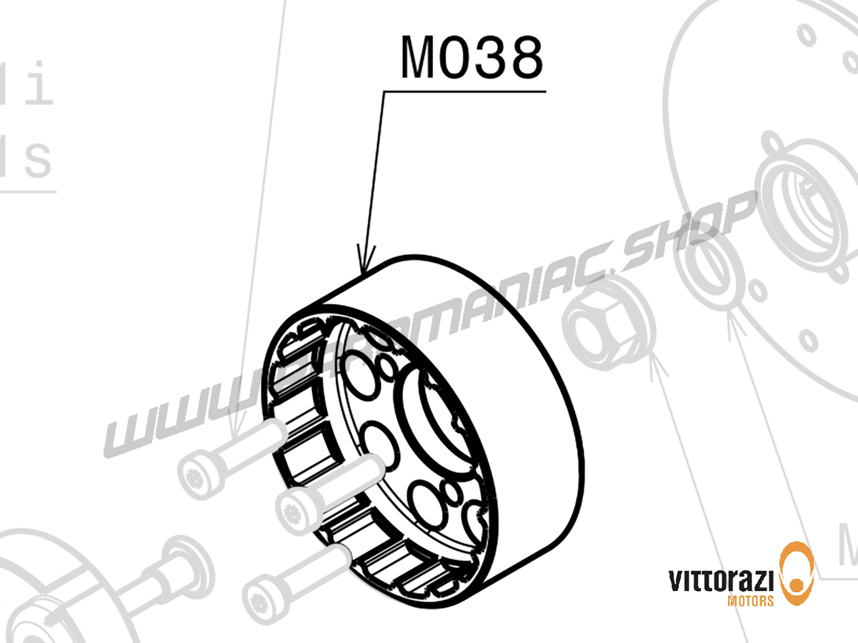 Vittorazi Moster 185 MY20 - M038 - Aluminium gezahnte Riemenscheibe mit Schrauben, Manuell Start Version