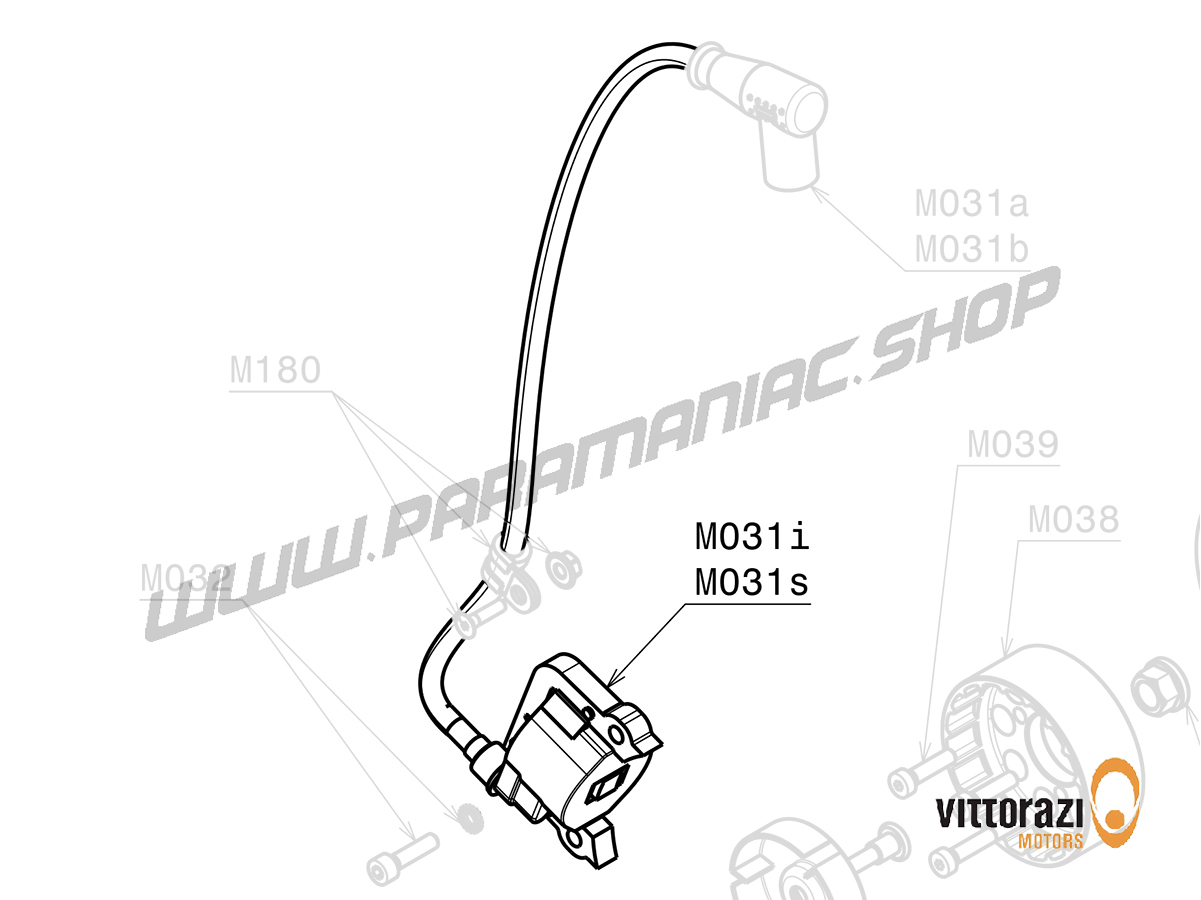 Vittorazi Moster 185 MY25 - M031s - Electronic Zündung Spule (Selettra) mit Zündung-Stecker Kappe und Schrauben