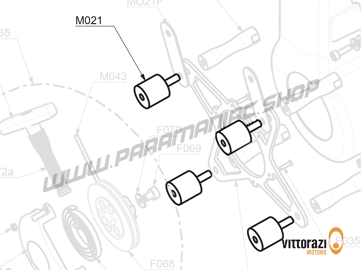 Vittorazi Fly 100 Evo2 MY25 - M021 - Schwingungsdämpfung Halterung 30 x 30 mm - M8 x 20 mm (Set von 2)