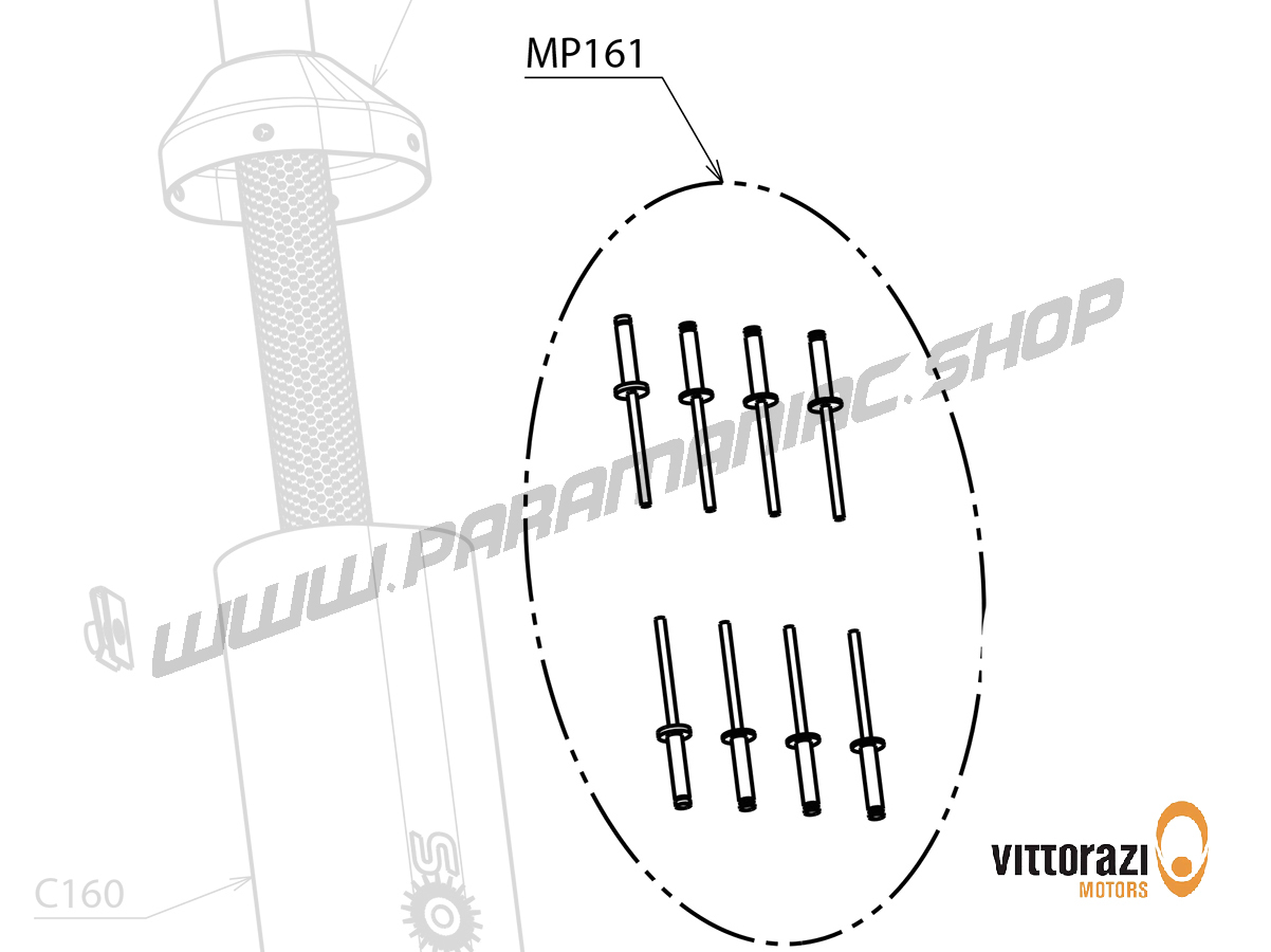 Vittorazi Cosmos 300 MY25 - MP161 - Inox Niete Ø 5 mm (Set von 10)