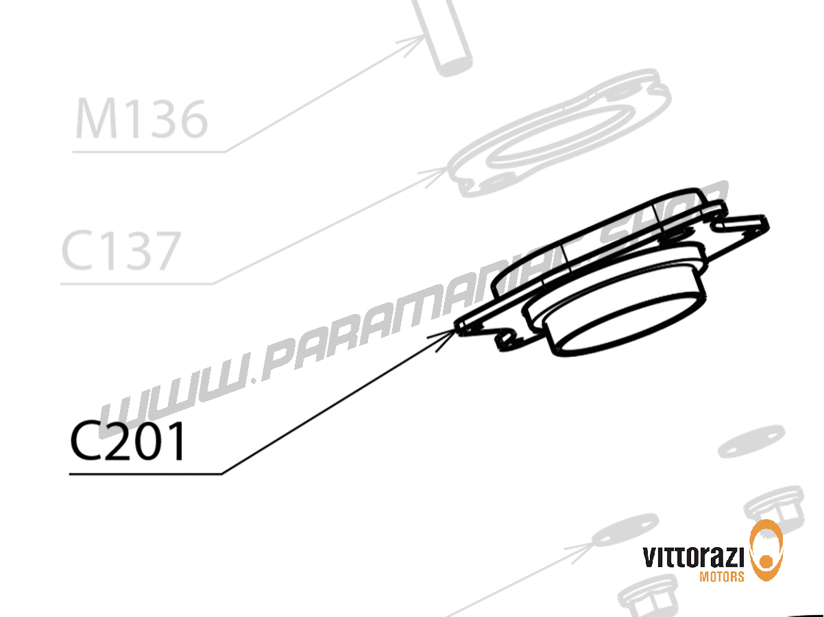 Vittorazi Cosmos 300 MY25 - C201 - Auspuff Flansch, mit montiert Buchse 40/50 hours und Federn MY25
