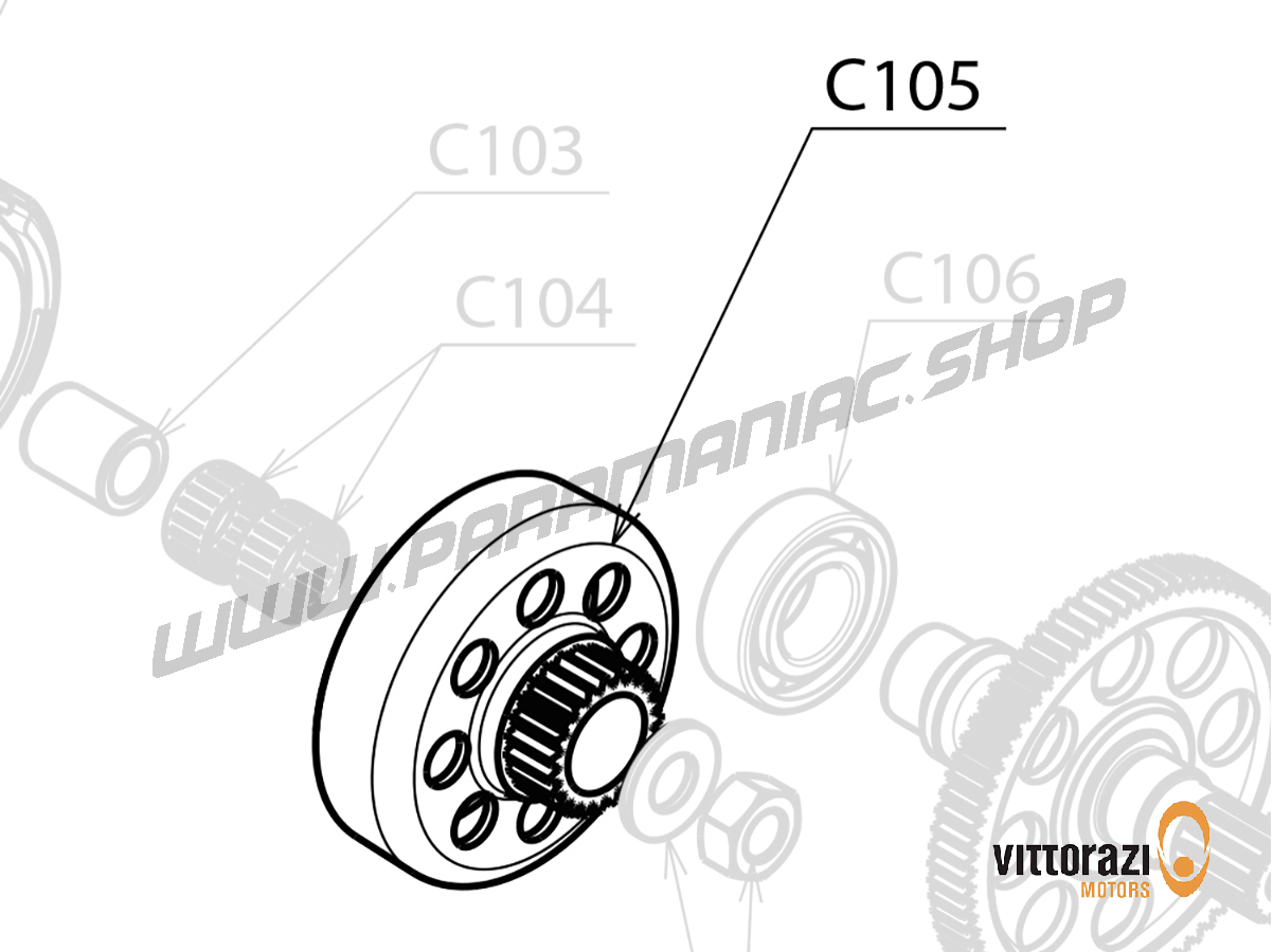 Vittorazi Cosmos 300 MY25 - C105 - Trommel Kupplung mit Mutter