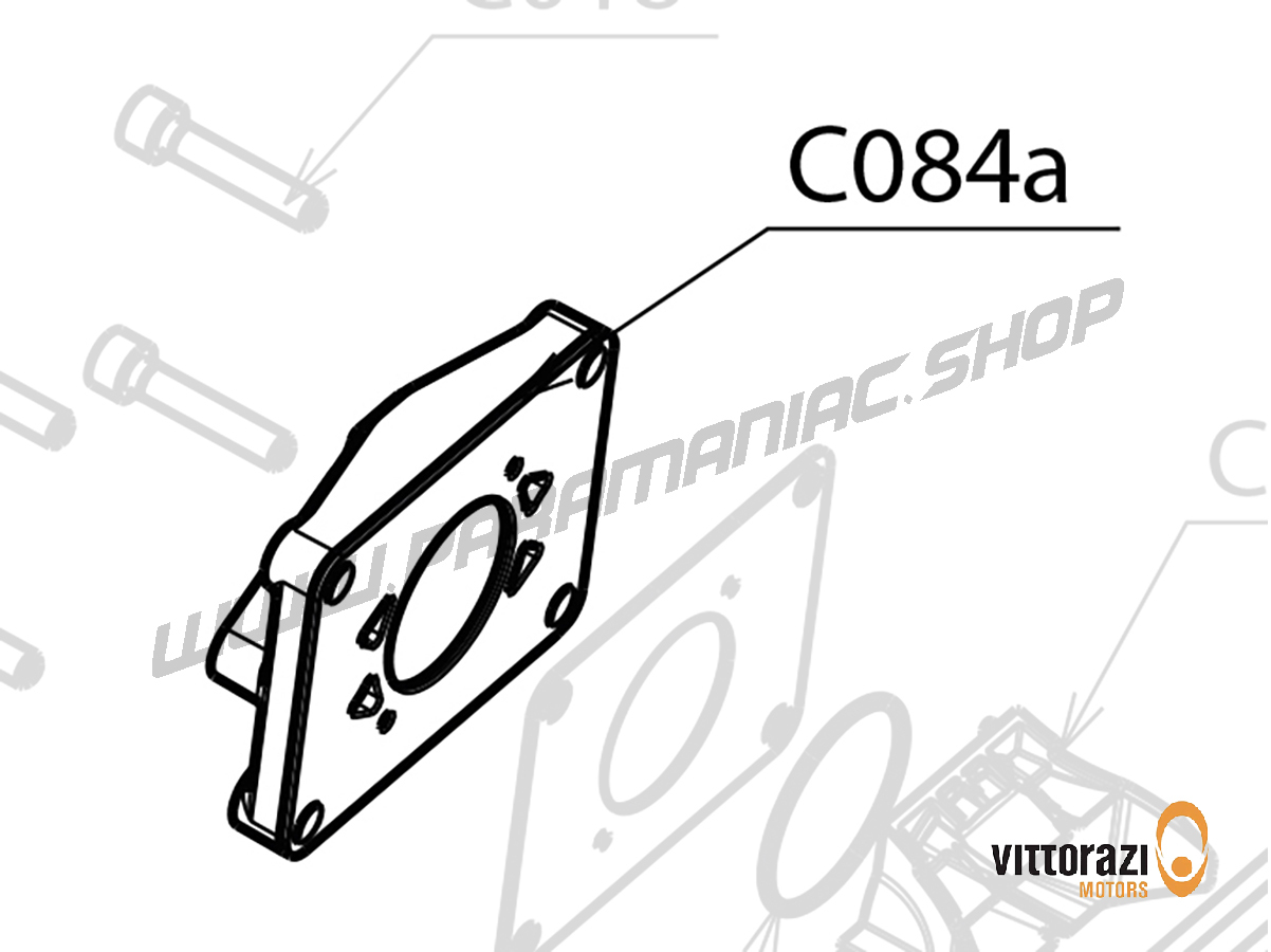 Vittorazi Cosmos 300 MY25 - C084a - Vergaser's Flansch Grau mit Gewindestifte Ø 8 x 34,3 mm, Kunststoff Strömungsführung und Dichtungen