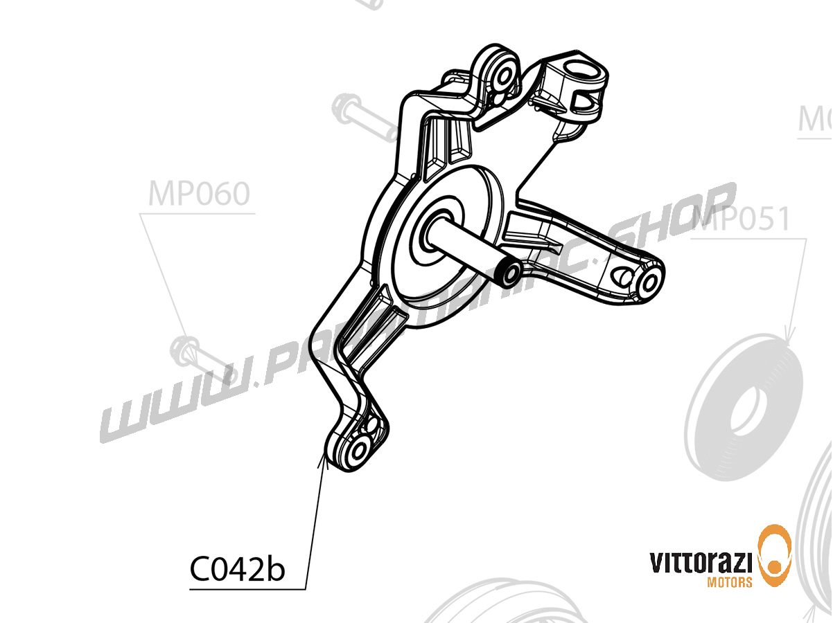Vittorazi Cosmos 300 MY25 - C042b - Starterstruktur montiert mit central Stift M8 und Aluminium Seil passage Buchse