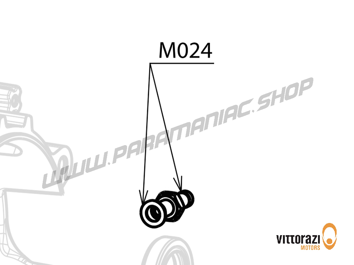 Vittorazi Atom 80 MY25 - M024 - Messing Verbindungsstück, Schraube 6 x 6 mm Tbei DIN 7380 und Kupfer Scheibe