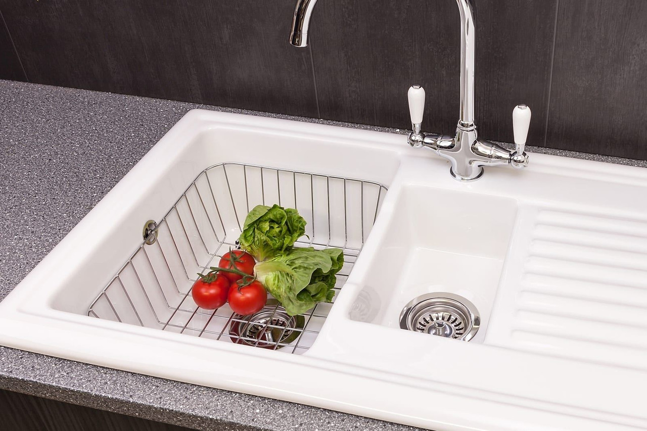 white ceramic inset kitchen sink