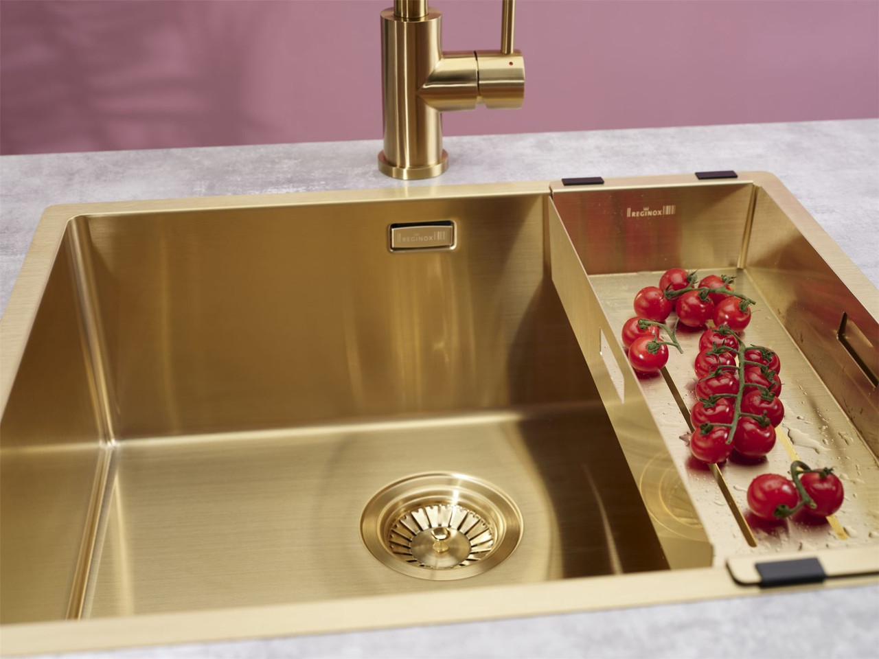 moen brushed gold kitchen sink drain