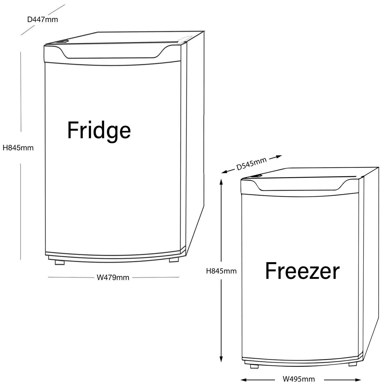 SIA UCF50BL 50cm Black Freestanding Under Counter Freezer 80.5L A Energy Rating