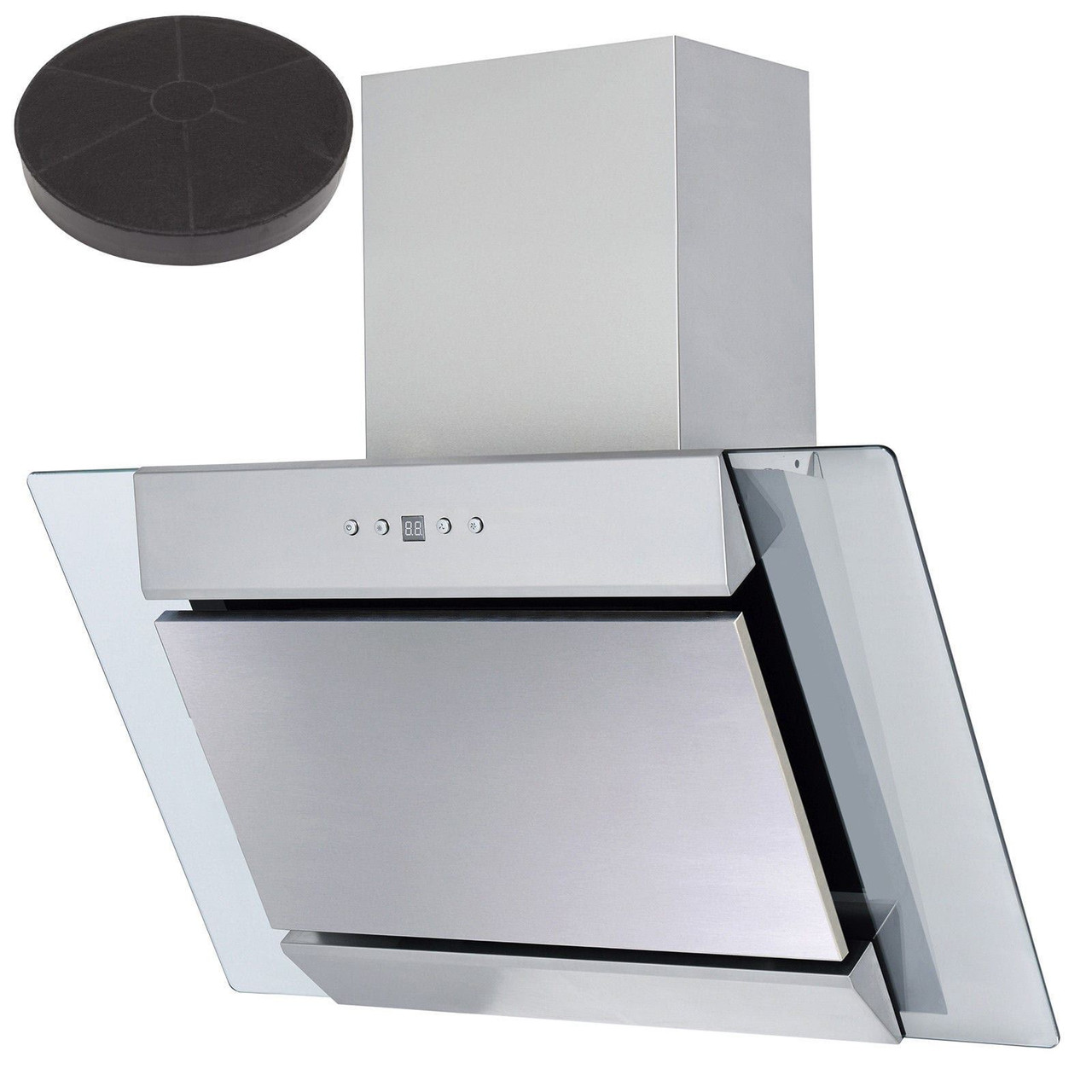 Angled cooker hood without shop chimney