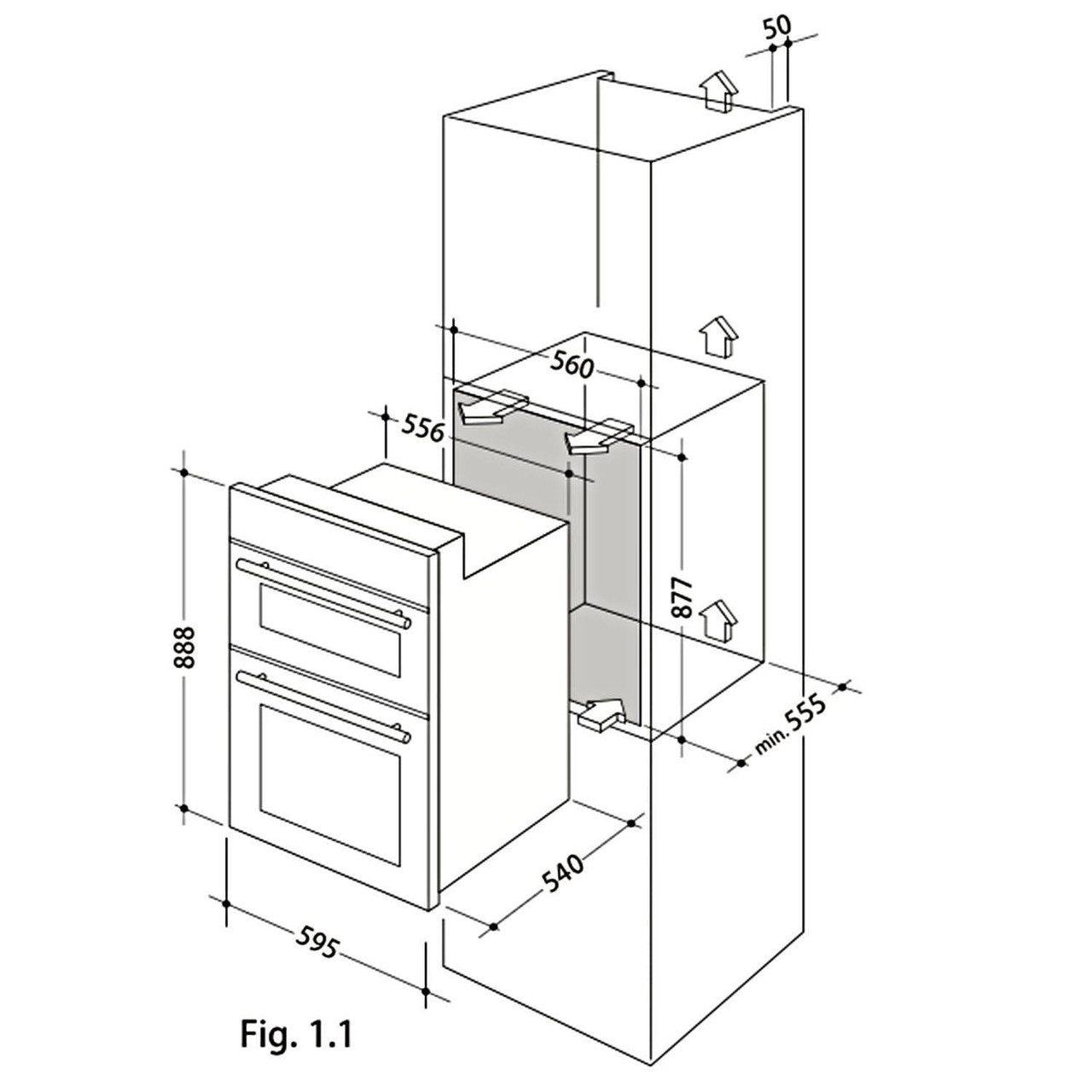 SIA 60cm Builtin Double Oven, 13 Amp 4 Zone Induction Hob & Chimney
