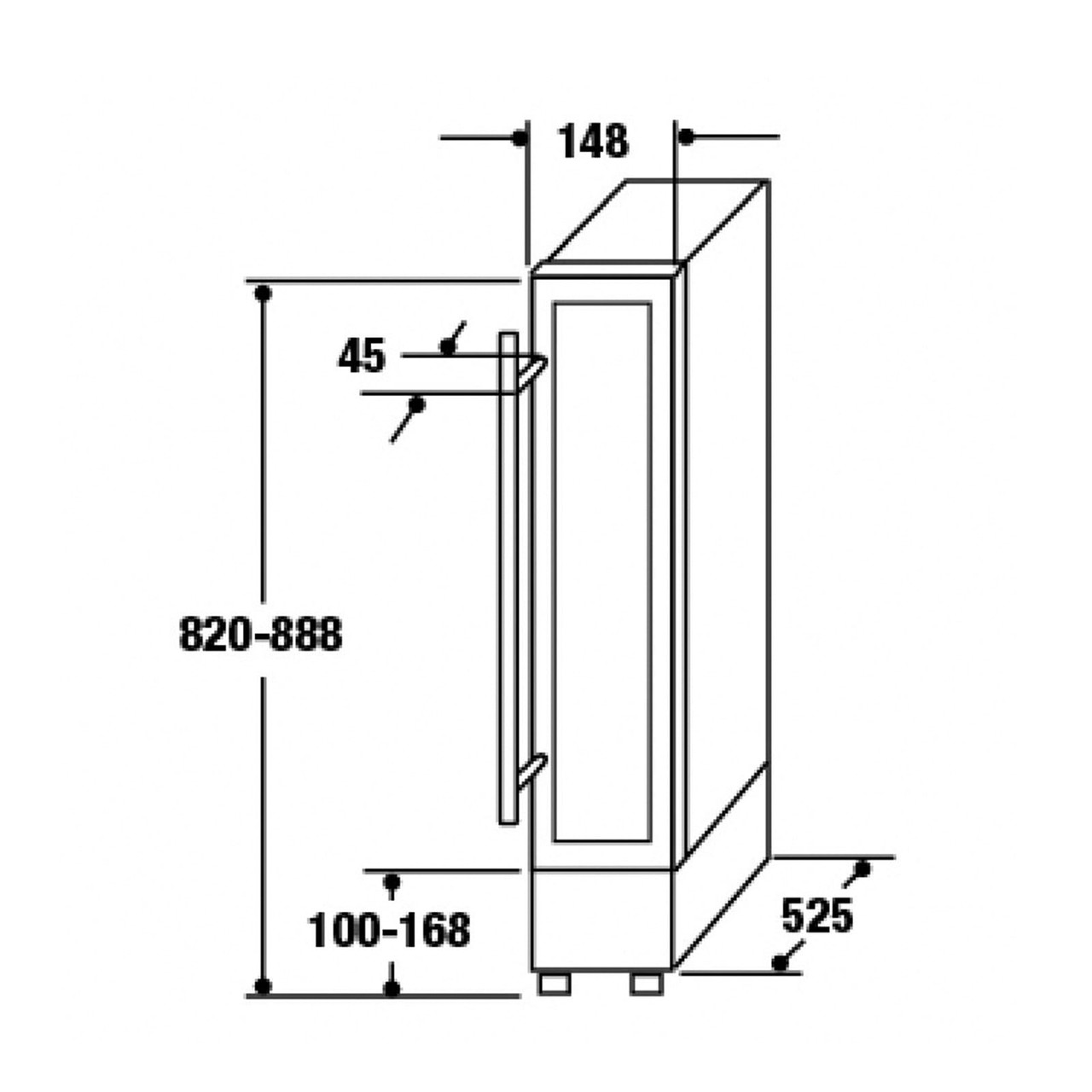 CDA FWC153BL 15cm Black Freestanding Slimline Wine Cooler