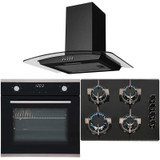 SIA 60cm Touch Control Single Electric Fan Oven, 4 burner Gas Hob &Curved Hood