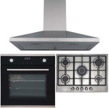 SIA 60cm Black Single Oven, Stainless Steel 70cm 5 Burner Gas Hob & Cooker Hood