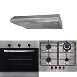 SIA 60cm Stainless Steel Electric Fan Oven, 4 Burner Gas Hob & Visor Cooker Hood