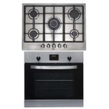 SIA 60cm Stainless Steel Electric Single True Fan Oven And 70cm Gas 5 Burner Hob