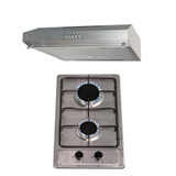 SIA 30cm Stainless Steel 2 Burner Gas Hob & 50cm Visor Cooker Hood Extractor Fan SIA 30cm Stainless Steel 2 Burner Gas Hob & 50cm Visor Cooker Hood Extractor Fan