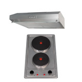 SIA 30cm Stainless Steel Electric 2 Zone Plate Hob & 60cm Visor Cooker Hood Fan SIA 30cm Stainless Steel Electric 2 Zone Plate Hob & 60cm Visor Cooker Hood Fan