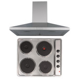 SIA 60cm Stainless Steel 4 Zone Solid Plate Electric Hob & Chimney Cooker Hood SIA 60cm Stainless Steel 4 Zone Solid Plate Electric Hob & Chimney Cooker Hood